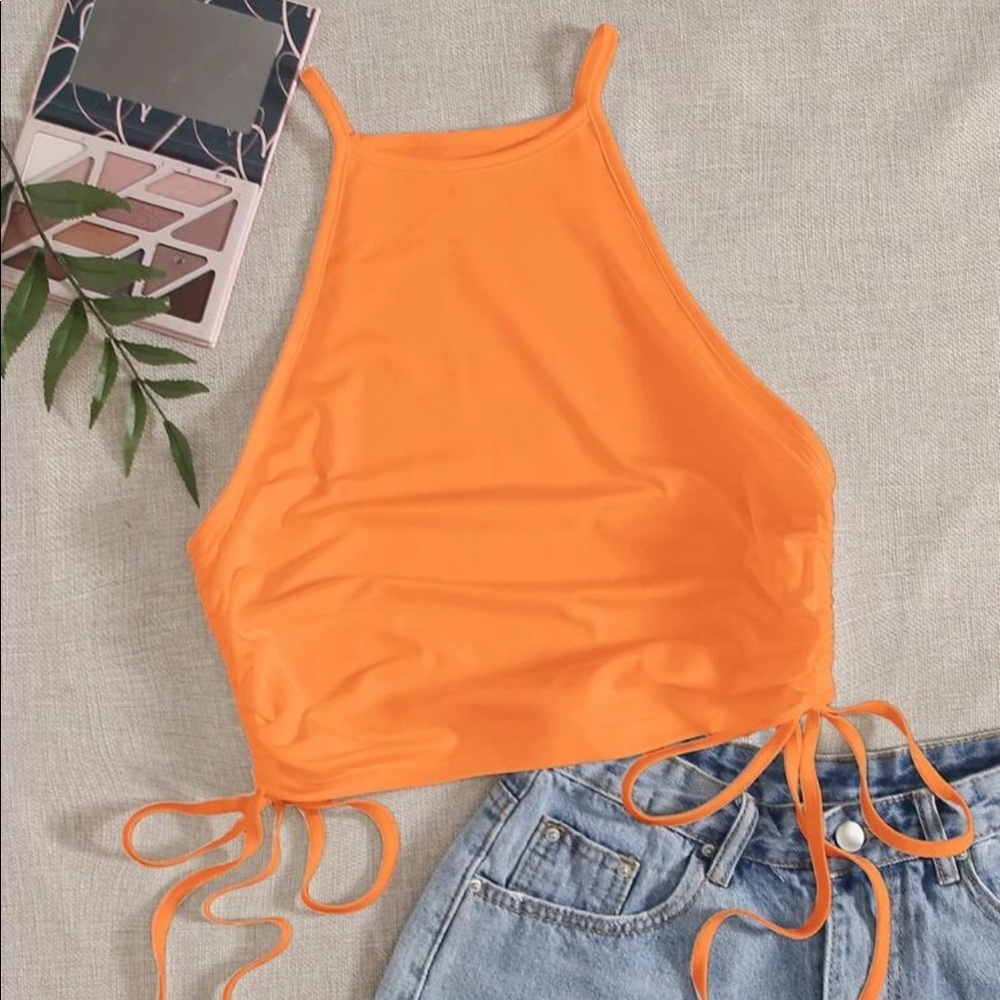 SHEIN neon orange knot slide solid cami top